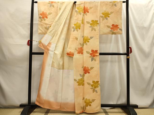 平和屋着物■上質な小紋 地紋起こし 草花文 正絹 逸品 AABG8162sx