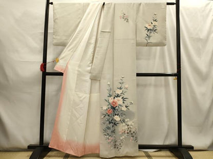 平和屋着物■訪問着 草花文 暈し染め 正絹 逸品 AABG8165sx