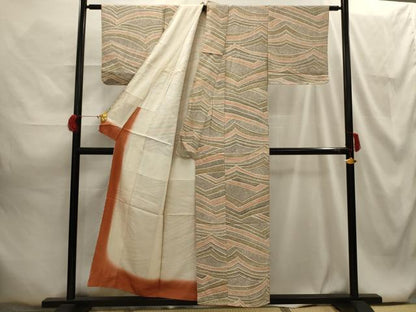 平和屋着物■上質な小紋 幾何学文様 正絹 逸品 AABG8173sx