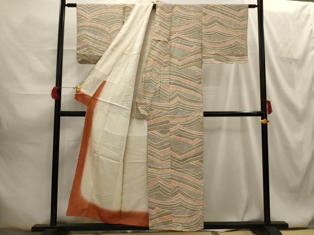 平和屋着物■上質な小紋 幾何学文様 正絹 逸品 AABG8173sx