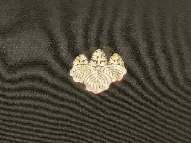 平和屋着物■アンティーク　大正ロマン　黒留袖　刺繍　孔雀花文　金銀糸　銀彩　正絹　逸品　AABG8177sx
