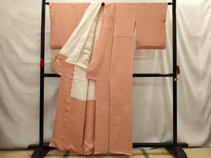 平和屋着物■上質な小紋 流水草花地紋 正絹 逸品 AABG8183sx