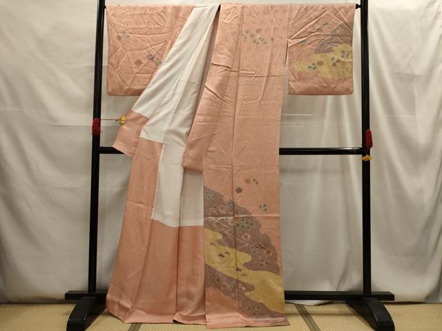 平和屋着物■訪問着 霞花文 金銀彩 正絹 逸品 AABG8187sx