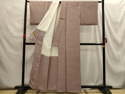 平和屋着物■上質な色無地 流水草花地紋 胡桃染色 正絹 逸品 AABG8194sx