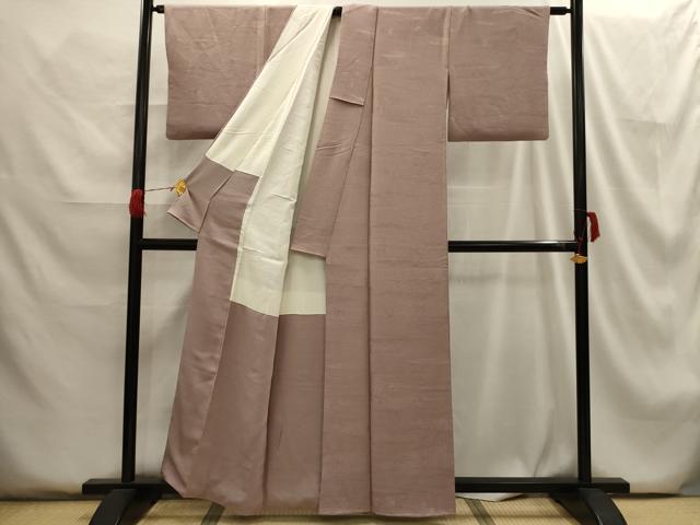 平和屋着物■上質な色無地 流水草花地紋 胡桃染色 正絹 逸品 AABG8194sx