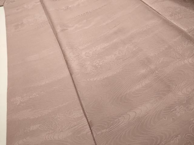 平和屋着物■上質な色無地 流水草花地紋 胡桃染色 正絹 逸品 AABG8194sx