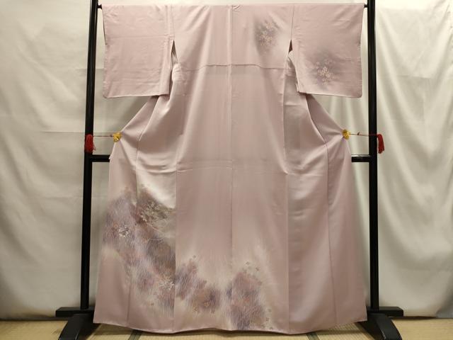 平和屋着物■訪問着 刺繍 扇面花文 暈し染め 正絹 逸品 AABG8195sx