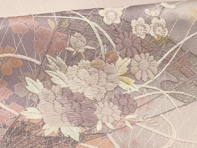 平和屋着物■訪問着 刺繍 扇面花文 暈し染め 正絹 逸品 AABG8195sx