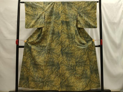 平和屋着物■上質な小紋　紬地　草花文　正絹　逸品　AABG8199sx