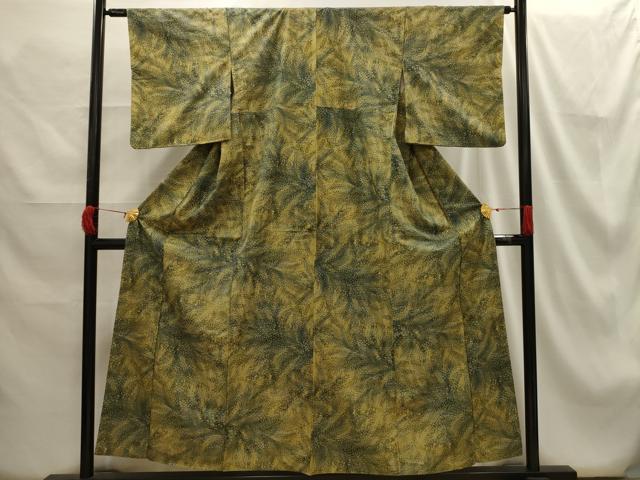 平和屋着物■上質な小紋　紬地　草花文　正絹　逸品　AABG8199sx