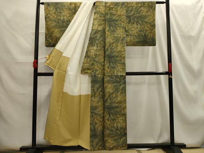 平和屋着物■上質な小紋　紬地　草花文　正絹　逸品　AABG8199sx