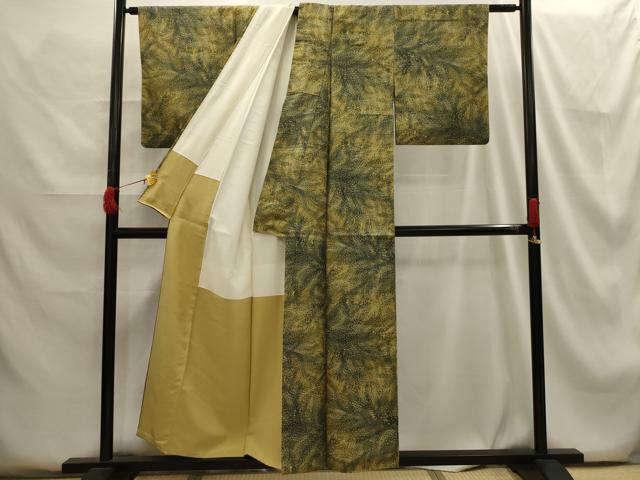 平和屋着物■上質な小紋　紬地　草花文　正絹　逸品　AABG8199sx