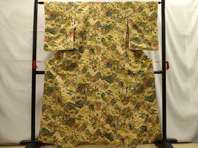 平和屋着物■上質な小紋 風景文 正絹 逸品 AABG8205sx