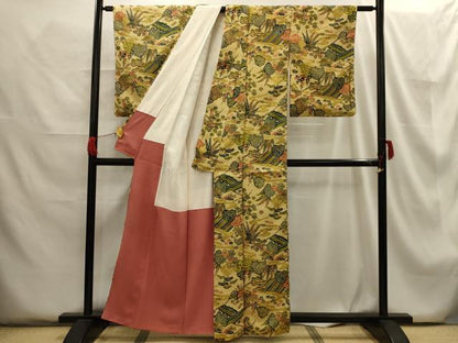 平和屋着物■上質な小紋 風景文 正絹 逸品 AABG8205sx