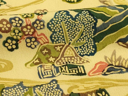 平和屋着物■上質な小紋 風景文 正絹 逸品 AABG8205sx