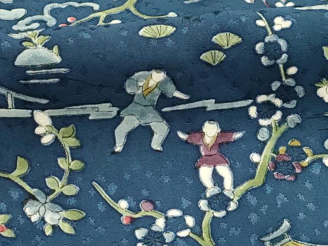 平和屋着物■上質な小紋 人物風景文 正絹 逸品 AABG8209sx