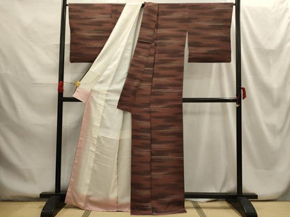 平和屋着物■上質な小紋 横段文 正絹 逸品 AABG8211sx