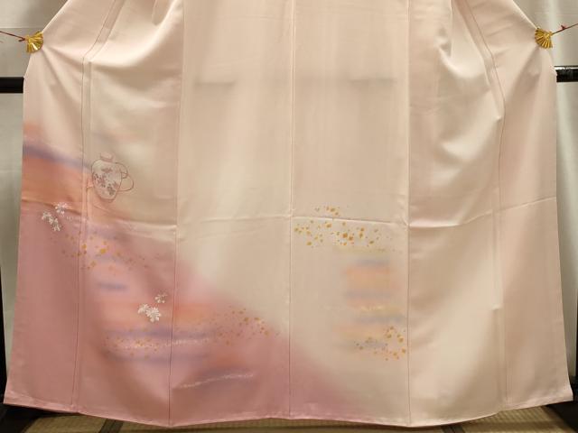 平和屋着物■訪問着 刺繍 花陶器文 暈し染め 正絹 逸品 AABG8212sx