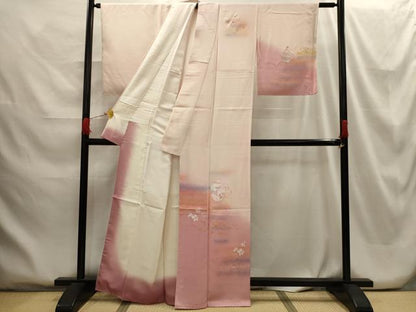 平和屋着物■訪問着 刺繍 花陶器文 暈し染め 正絹 逸品 AABG8212sx