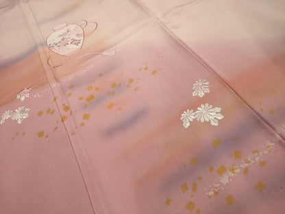 平和屋着物■訪問着 刺繍 花陶器文 暈し染め 正絹 逸品 AABG8212sx