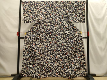 平和屋着物■上質な小紋 草花文 金銀彩 正絹 逸品 AABG8216sx