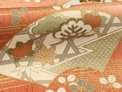 平和屋着物■訪問着 地紙花文 暈し染め 金彩 正絹 逸品 AABG8217sx