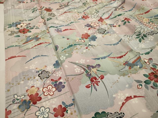 平和屋着物■上質な小紋 花鳥文 金彩 正絹 逸品 AABG8219sx