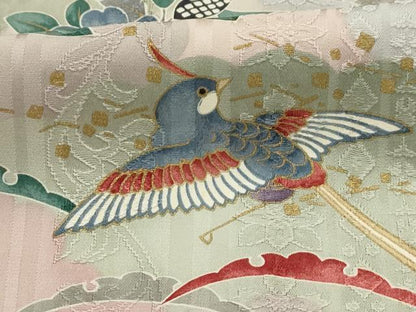 平和屋着物■上質な小紋 花鳥文 金彩 正絹 逸品 AABG8219sx