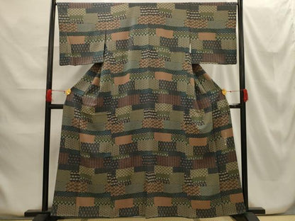 平和屋着物■上質な小紋 色紙吉祥花文 正絹 逸品 AABG8220sx