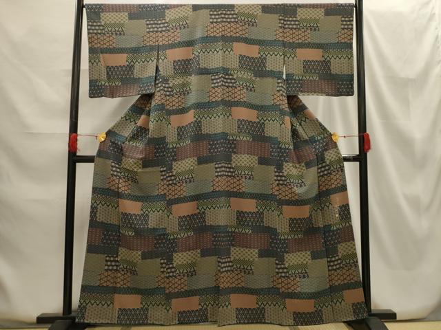 平和屋着物■上質な小紋 色紙吉祥花文 正絹 逸品 AABG8220sx