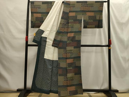 平和屋着物■上質な小紋 色紙吉祥花文 正絹 逸品 AABG8220sx