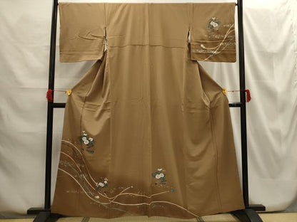 平和屋着物■訪問着 扇面花文 暈し染め 金銀彩 正絹 逸品 AABG8230sx