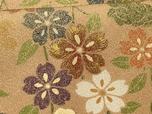 平和屋着物■訪問着　刺繍　御所車花文　金糸　金彩　正絹　逸品　AABG8231sx