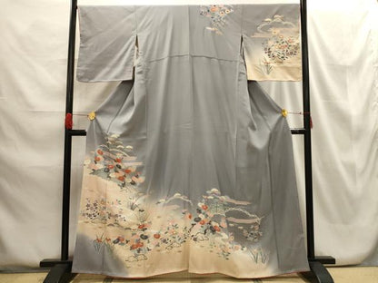 平和屋着物■訪問着 流水草花文 暈し染め 金彩 正絹 逸品 AABG8232sx