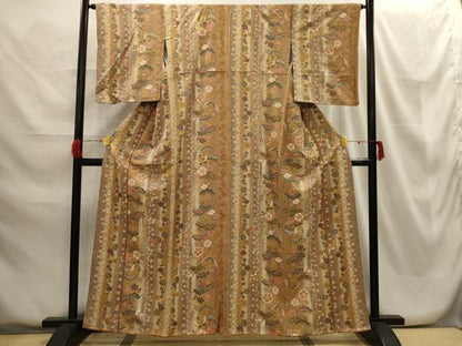 平和屋着物■上質な小紋 花蝶間道 金彩 正絹 逸品 AABG8236sx