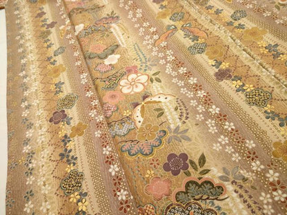 平和屋着物■上質な小紋 花蝶間道 金彩 正絹 逸品 AABG8236sx