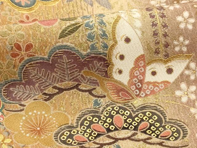 平和屋着物■上質な小紋 花蝶間道 金彩 正絹 逸品 AABG8236sx