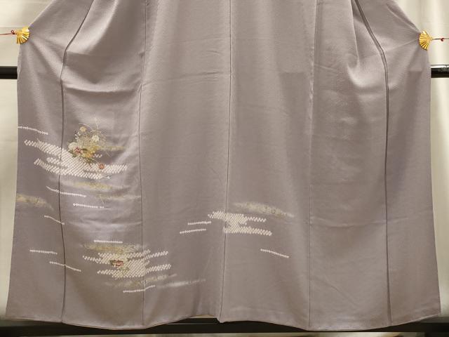 平和屋着物■訪問着 駒刺繍 雪輪花文 暈し染め 金彩 正絹 逸品 AABG8239sx