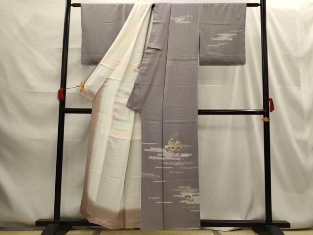 平和屋着物■訪問着 駒刺繍 雪輪花文 暈し染め 金彩 正絹 逸品 AABG8239sx