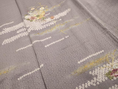 平和屋着物■訪問着 駒刺繍 雪輪花文 暈し染め 金彩 正絹 逸品 AABG8239sx