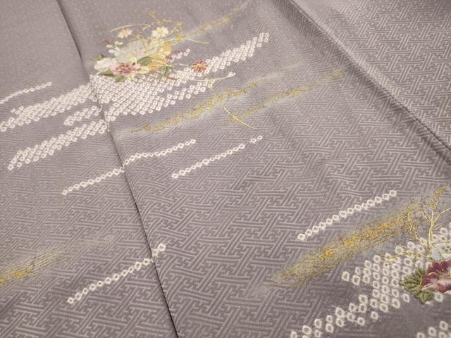 平和屋着物■訪問着 駒刺繍 雪輪花文 暈し染め 金彩 正絹 逸品 AABG8239sx