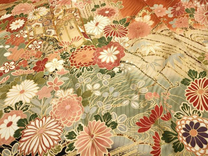 平和屋着物■豪華振袖　駒刺繍　松竹梅御所車風景文　暈し染め　金彩　正絹　逸品　AABG8269sx