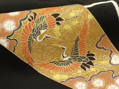 平和屋着物■豪華黒留袖　刺繍　羽子板　金糸　金彩　正絹　逸品　AABG8274sx