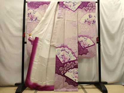 平和屋着物■豪華振袖　絞り　扇面花文　銀彩　やまと誂製　正絹　逸品　AABG8281sx