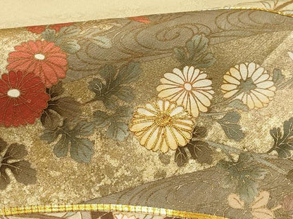 平和屋着物■豪華色留袖 駒刺繍 立波扇面花文 金彩 正絹 逸品 AABG8295sx