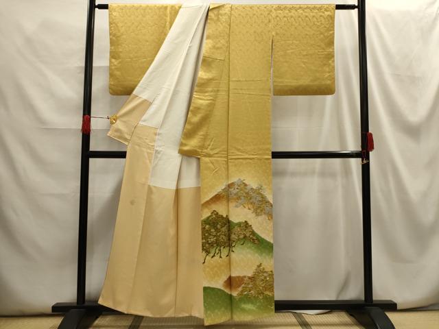 平和屋着物■豪華色留袖　遠山樹林文　暈し染め　金彩　正絹　逸品　AABG8303sx