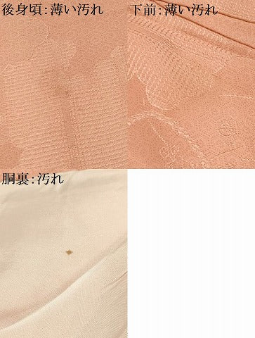 平和屋着物■上質な色無地　雲取花風景地紋　赤香色　正絹　逸品　AABG8322sx