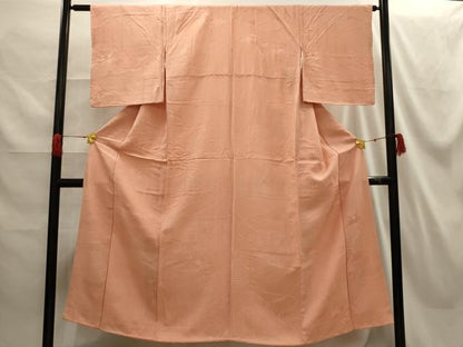 平和屋着物■上質な色無地　雲取花風景地紋　赤香色　正絹　逸品　AABG8322sx