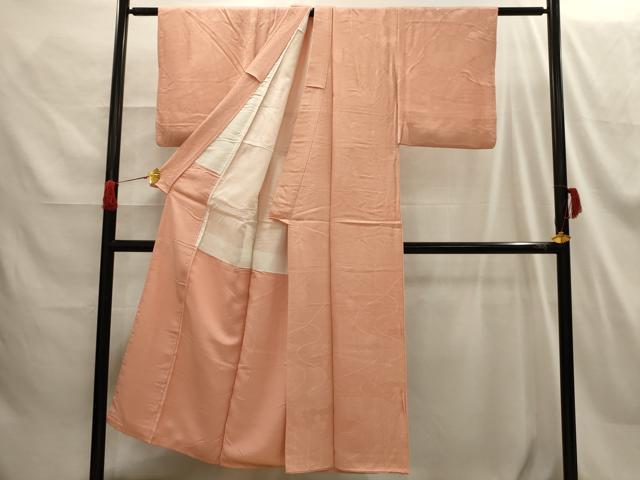 平和屋着物■上質な色無地　雲取花風景地紋　赤香色　正絹　逸品　AABG8322sx