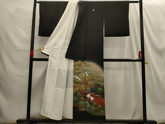 平和屋着物■豪華黒留袖 作家物 飛鶴浜松文 暈し染め 金彩 正絹 逸品 AABG8329sx